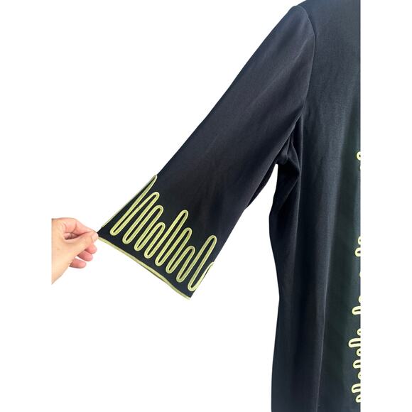 Ming Wang XL Black Lime Green Open Front Jacket Top w/ Hook Closure - Picture 4 of 8